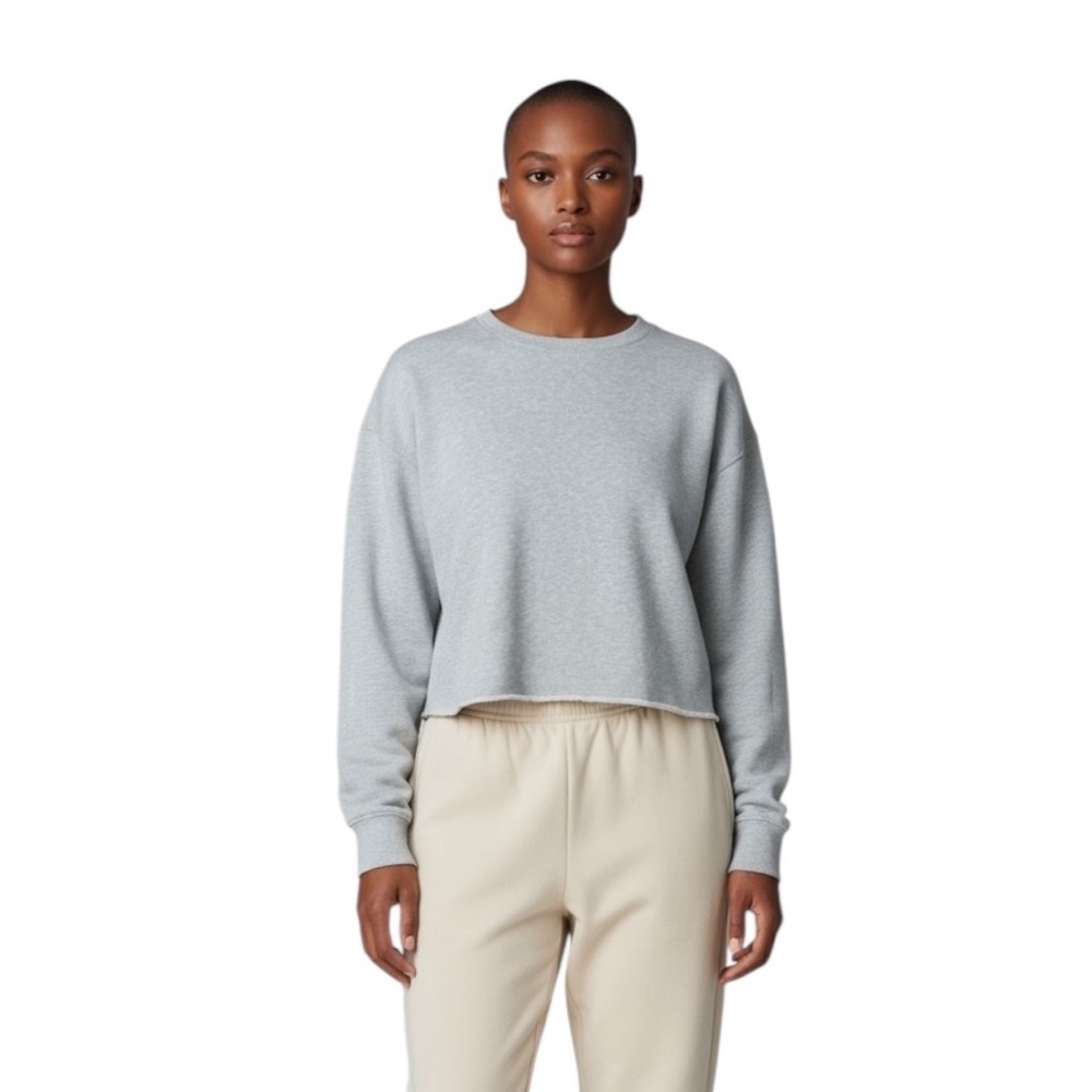 Reigning Champ “Whoop” Embroidered Cropped Athleisure Athletic Sweatshirt